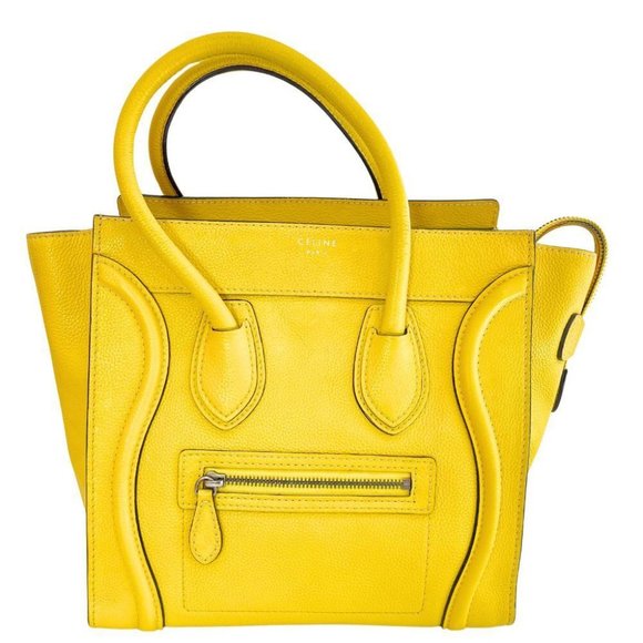 CELINE Luggage Handbag Micro shopper yellow leather Women - Picture 1 of 8